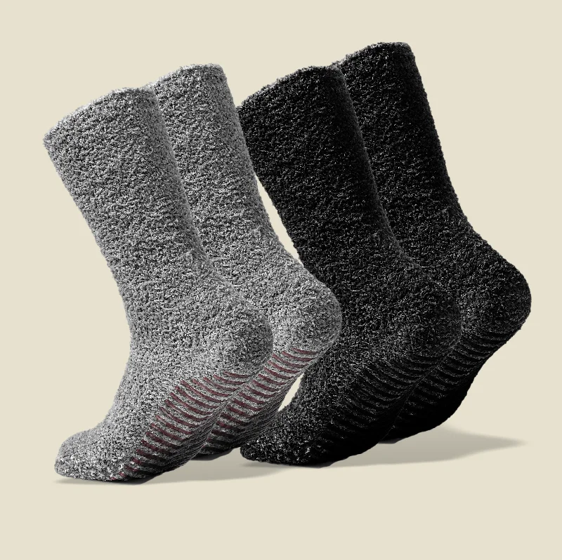 sock codes men -  Fuzzy Socks with Grips for Men x4 Pairs