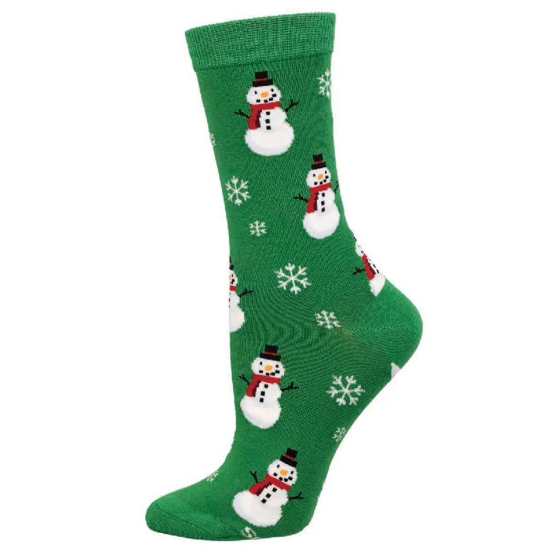 sock singles women -  Smiling Snowmen - Bamboo