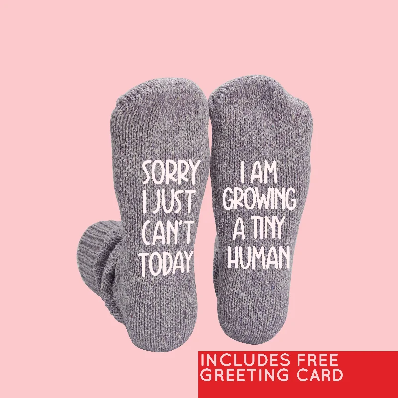 sock stock women -  "Sorry I Just Can't Today, I Am Growing A Tiny Human" New Mom Socks