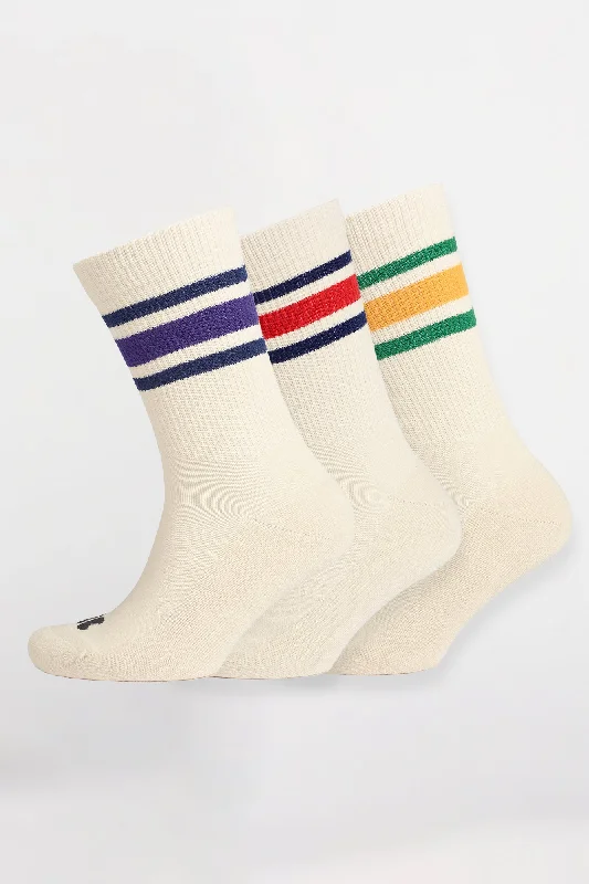 sock washing men -  Sports Cotton Sock Calf 3 Pack - Ecru/Multi