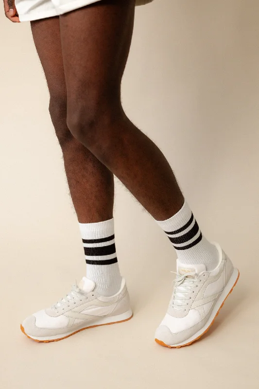 sock offers men -  Sports Cotton Sock Calf 3 Pack - White/Black Stripe