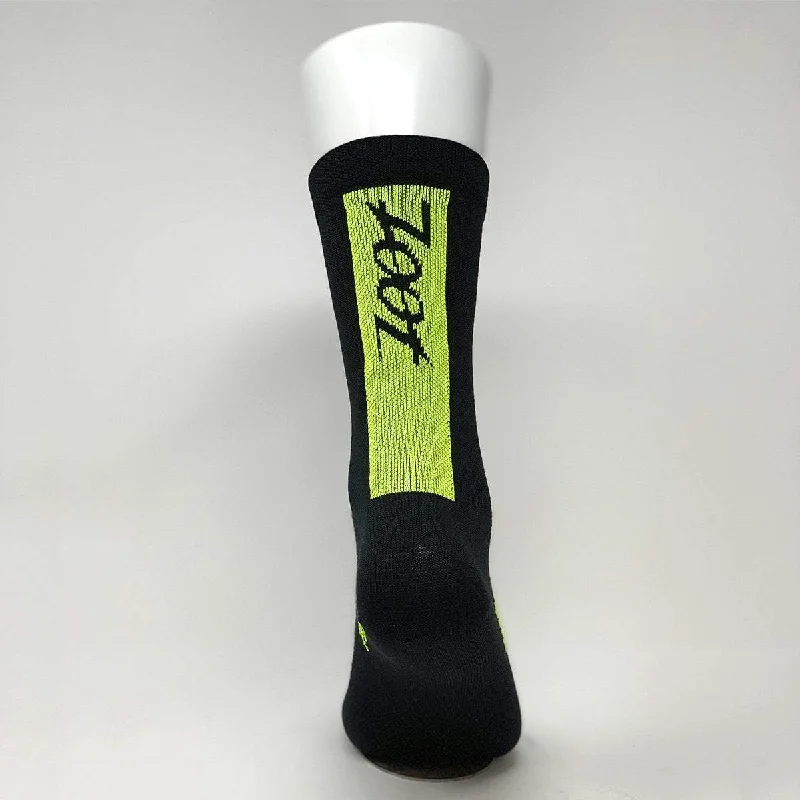 sock durability women -  Unisex 6 inch Sock - Black/Neon Yellow