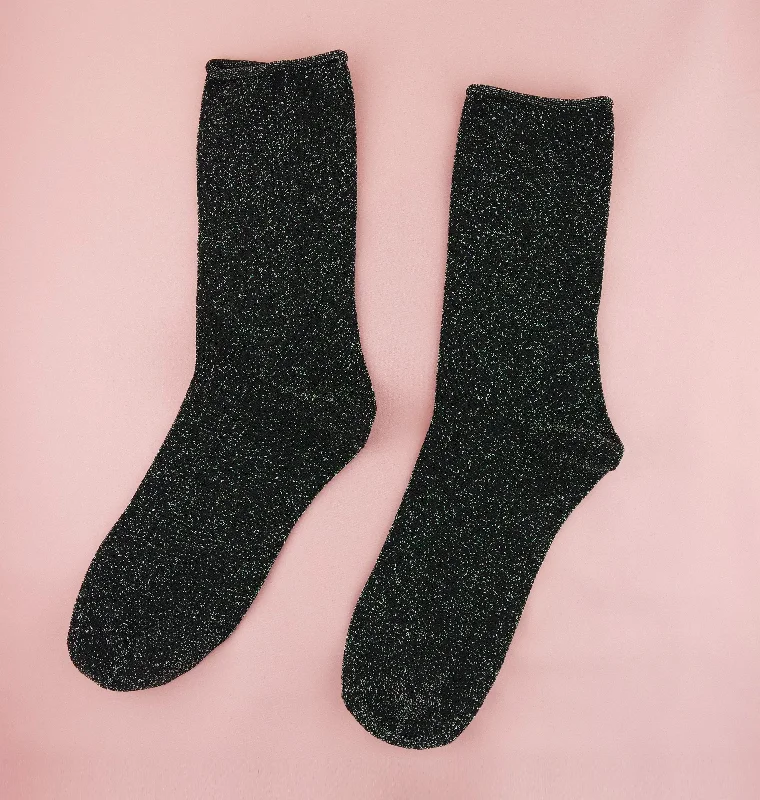 sock coupons women -  Women's Black Glitter Socks