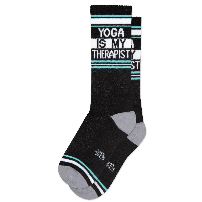 sock guarantee women -  Yoga Is My Therapist Gym Crew Socks