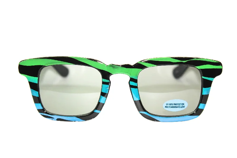 sunglasses with UV-blocking lenses -  New Wave Zebra Sunglasses - OLK 15071 Green-Blue-Purple | Discount Sunglasses