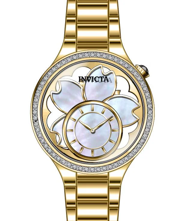 watch with gold bezel -  Band For Invicta Wildflower  Lady 46754