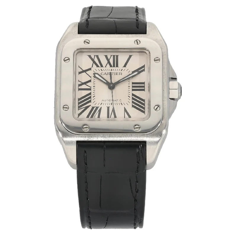 watch with slim hands -  Cartier Santos 100 W20106X8 33mm Stainless Steel Watch