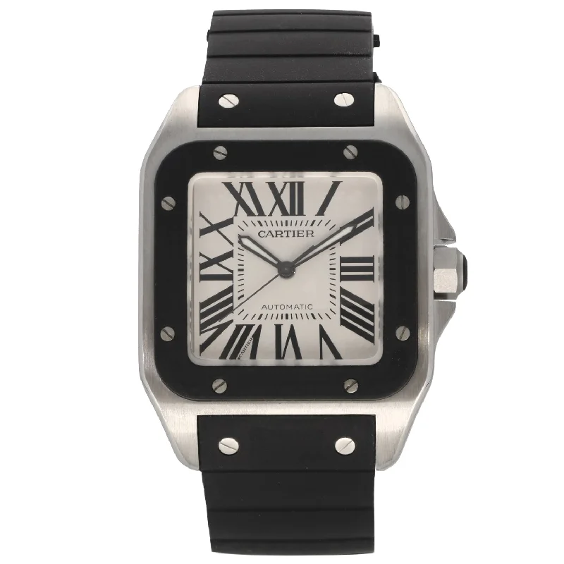 watch with slim profile -  Cartier Santos 2656 38mm Stainless Steel Watch