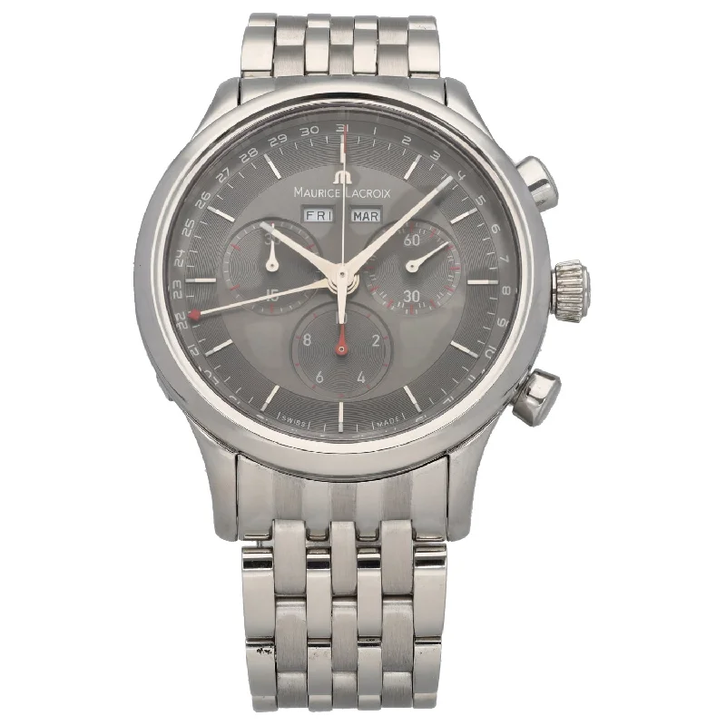 watch with vintage strap -  Maurice Lacroix Les Classiques LC1228 40mm Stainless Steel Watch