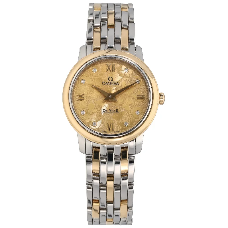 watch with rose gold tone -  Omega De Ville Butterfly 424.20.27.60.58.002 27.4mm Bi-Colour Watch