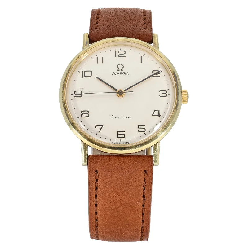 watch with leather strap -  Omega Vintage 34mm Bi-colour Watch