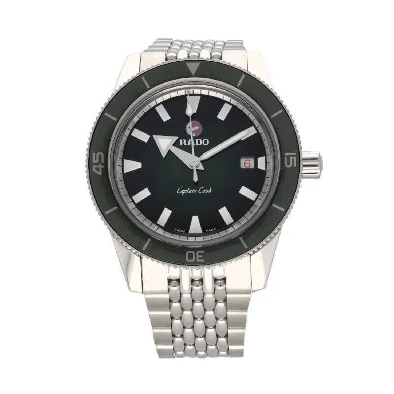 watch with red accents -  Rado Captain Cook 763.0505.3 42mm Stainless Steel Watch