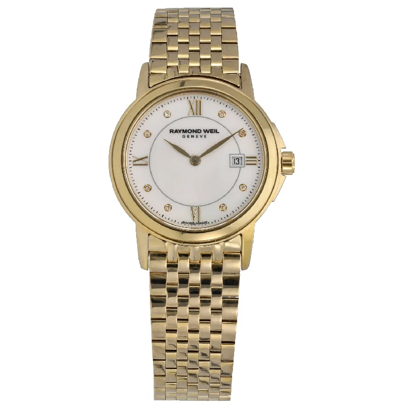 watch with bold numerals -  Raymond Weil Tradition 5966 28mm Gold Plated Watch