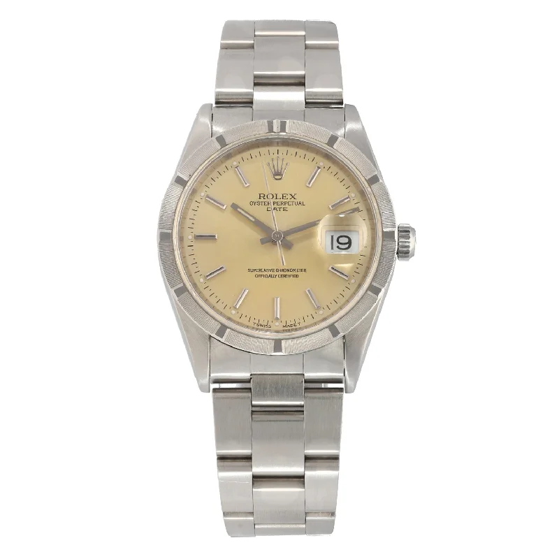 watch with colorful markers -  Rolex Date 15210 34mm Stainless Steel Watch