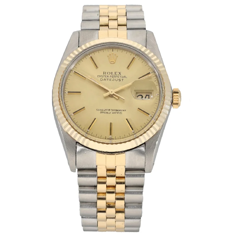 watch with yellow hands -  Rolex Datejust 16013 36mm Bi-Colour Watch