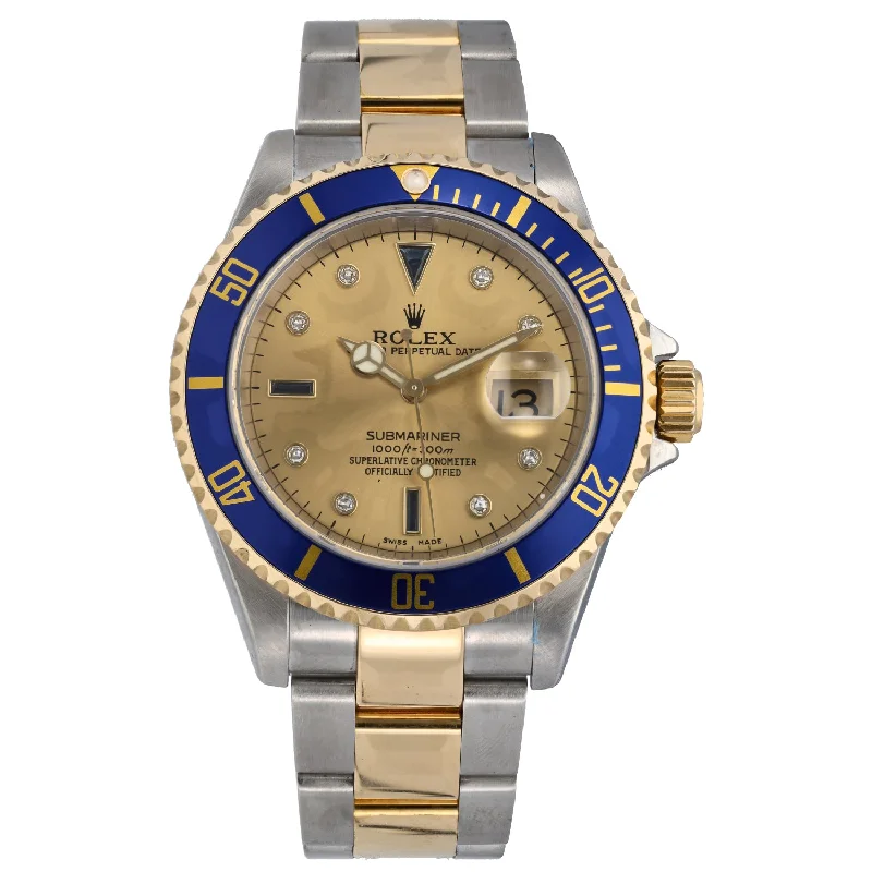 watch with sleek hands -  Rolex Submariner 16613 40mm Bi-Colour Watch