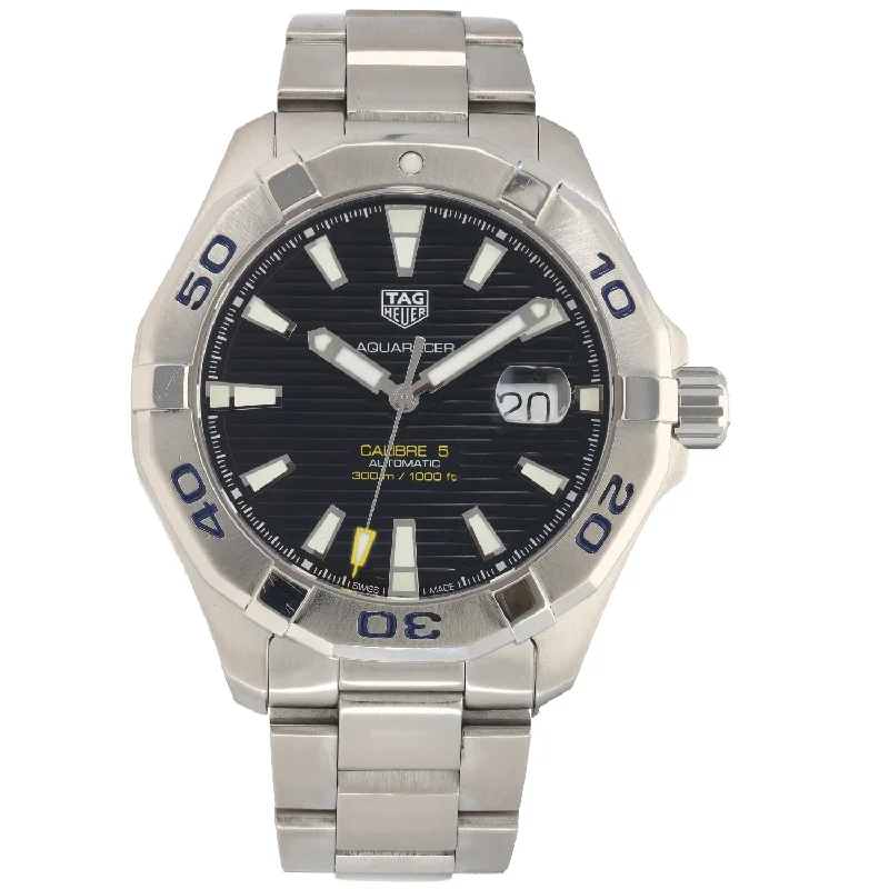 watch with polished strap -  Tag Heuer Aquaracer WAY2010 43mm Stainless Steel Watch