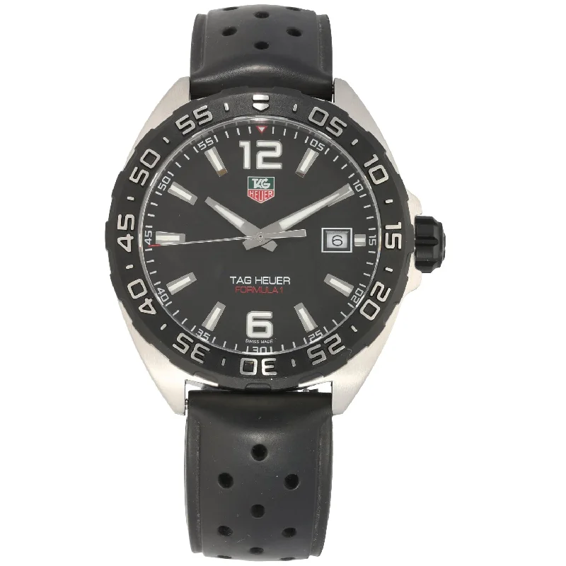 watch with black numerals -  Tag Heuer Formula 1 WAZ1110 41mm Stainless Steel Watch