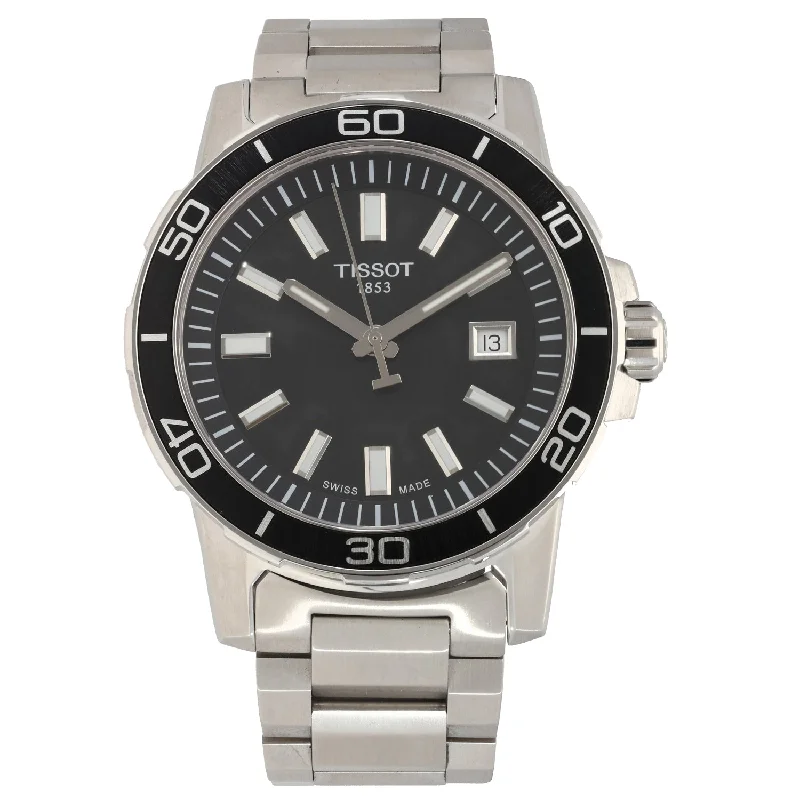 watch with gray hands -  Tissot Supersport T125610 A 44mm Stainless Steel Watch